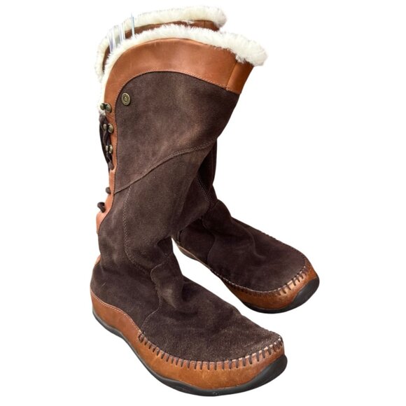The North Face Women's Size 9 Suede & Leather Tall Boots With Faux Fur Lining - Picture 13 of 14